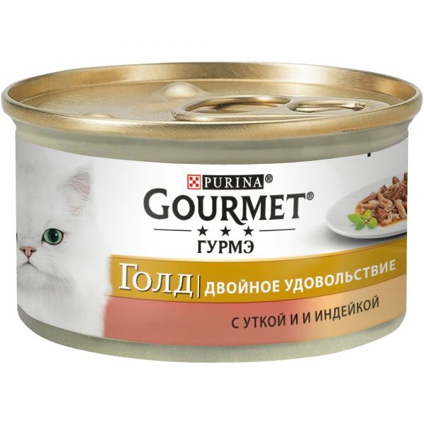 Purina Gourmet Gold Двойное удовольствие, влажный корм для кошек(утка и индейка)  