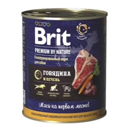 Brit Premium конс. корм для собак (говядина и печень) 850 гр.