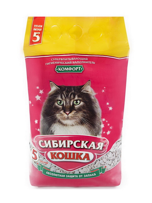 Сибирская кошка "Комфорт" (впитывающий наполнитель) 5л