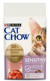 Cat Chow "Sensitive" сухой корм (птица и лосось) 1.5кг