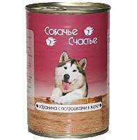 Собачье Счастье консервы для собак (баранина с потрошками в желе)