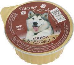 Собачье Счастье консервы для собак 125г мяс. ассорти
