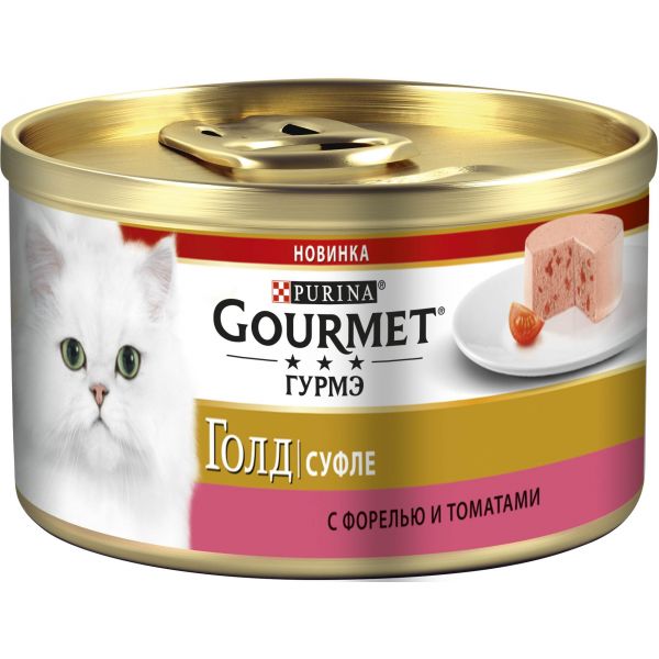 Purina Gourmet Gold суфле для кошек (с форелью и томатами) 