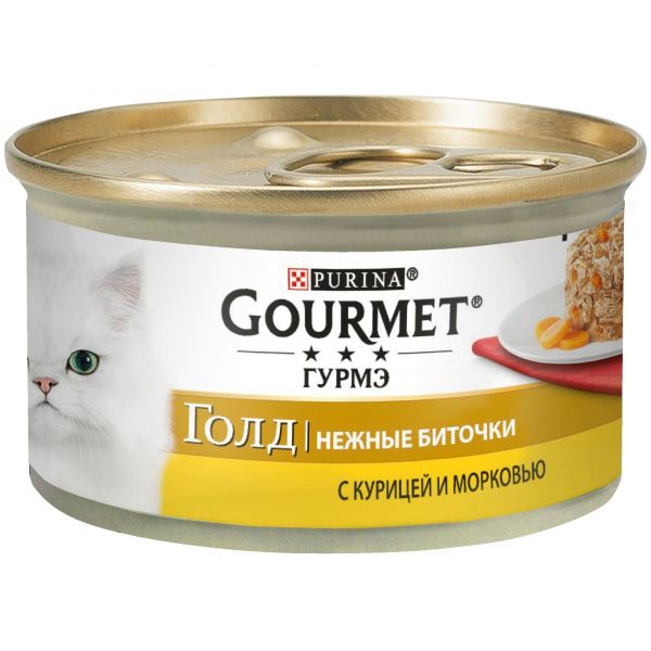 Purina Gourmet Gold Нежные биточки, корм для кошек (курица с морковью) 