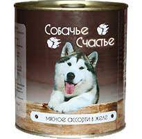 Собачье Счастье консервы для собак (Мясное ассорти в желе) 750 гр