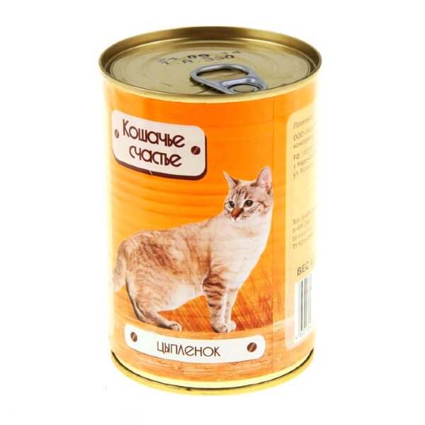 Кошачье Счастье консервы для кошек (цыпленок) 410г