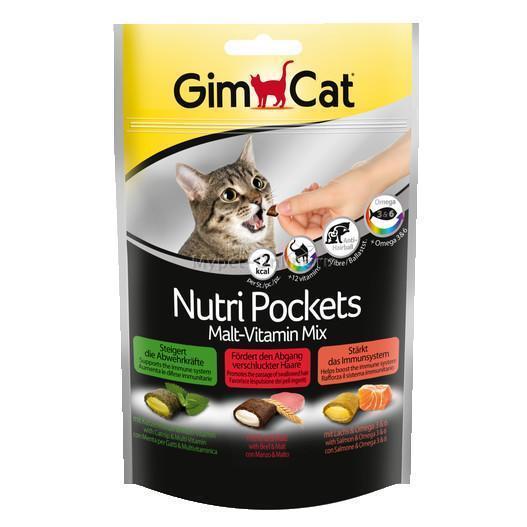 GimCat Nutri Pockets подушечки с мальтпастой (говядина) 