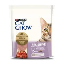 Cat Chow "Sensitive" для взрослых кошек с чувствительным пищеварением (лосось) 