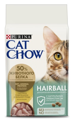 Cat Chow "Hairball Control" с контролем образования комков шерсти в ЖКТ (курица) 