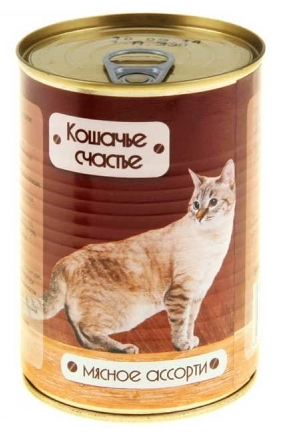 Кошачье Счастье консервы для кошек (мясное ассорти в желе)  410г