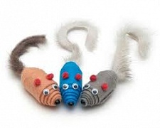 Игрушка для кошек Верные Друзья Мышь из фетра с норковым хвостиком картинка