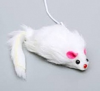 Игрушка для кошек Мышь искусственный мех белый картинка