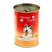 Собачье Счастье консервы для собак (гов. потрошки с рисом в желе) картинка
